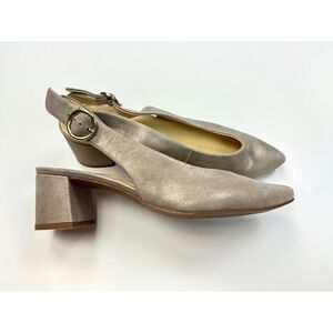 Paul Green‎ Brittany Slingback Pump Women 6.5 US 9 EUC Champagne Leather Sandals
